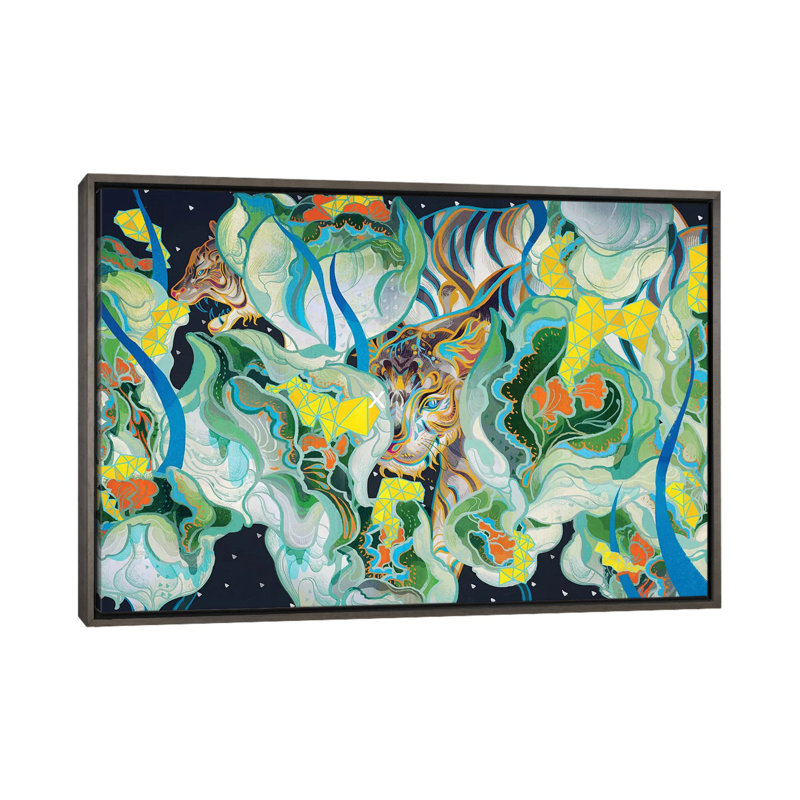 One Eye by Sija Hong - Painting, Dark Rustic Wood Framed, No Mat, 18" H x 26" W x 1.5" D