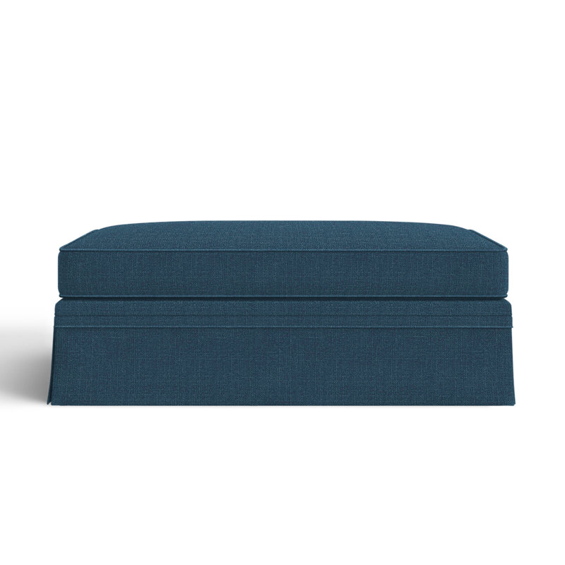 Shelby Upholstered Storage Ottoman, Turbo Navy Basketweave