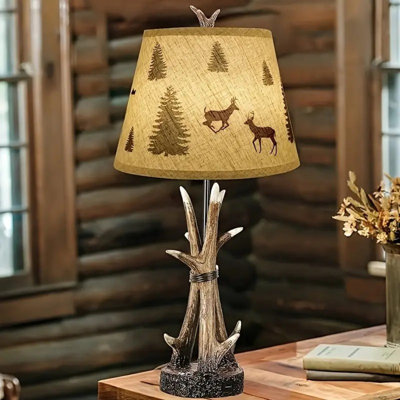Deer Antler Table Lamps For Living Room Set Of 2, 3-Way Dimmable Touch Rustic Bedside Lamp