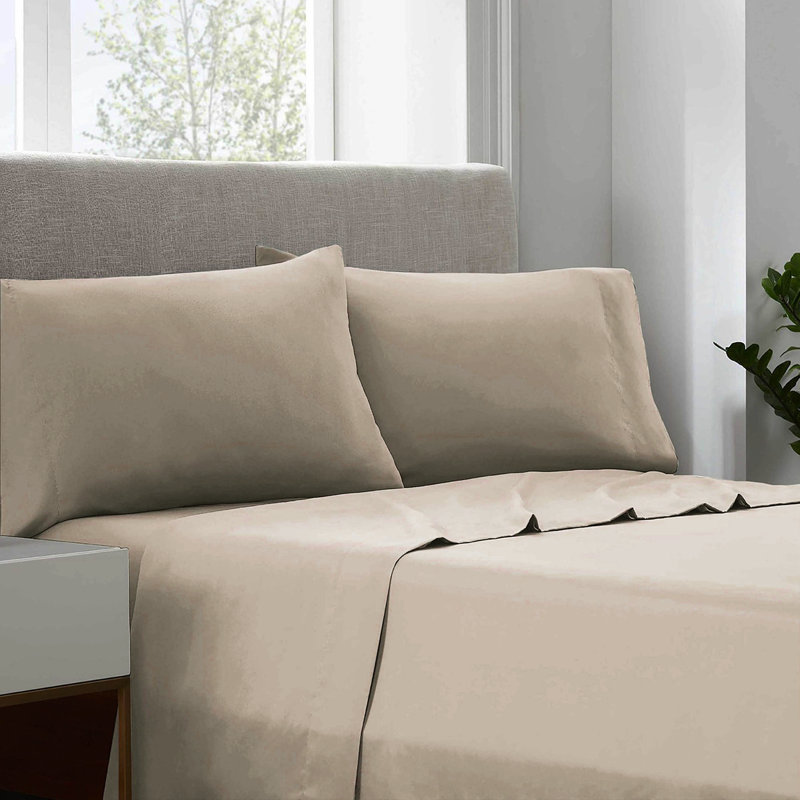 Ensemble de draps en satin 400 fils, Grand, Beige