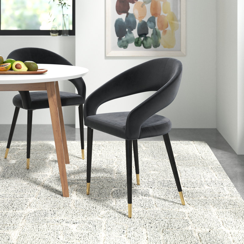 Chaises d'appoint de salle à manger rembourrées en velours de 19 po Farview , Velours noir