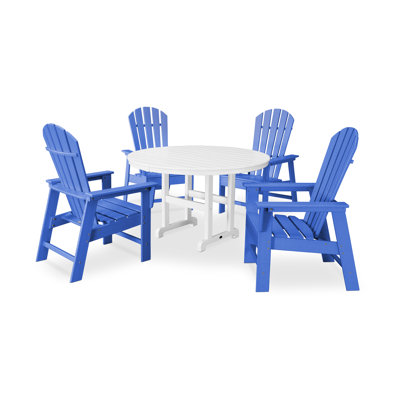 POLYWOOD South Beach 5-Piece Round Farmhouse Dining Set