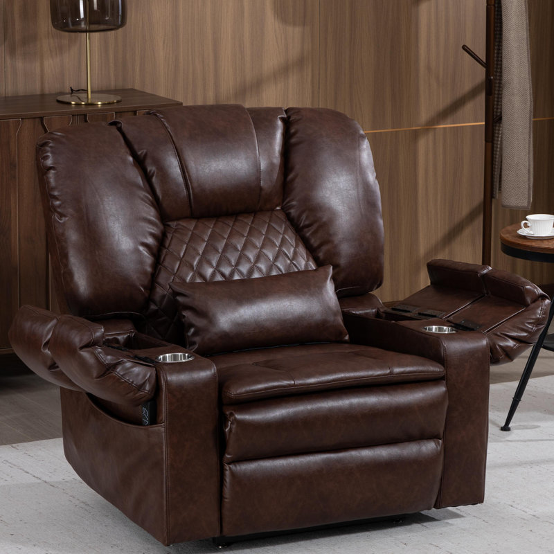 Oversized Dual Motor Power Lift Recliner Chair with Airbag Massage/Heat, Flip Arm Storage, Cup Holders,USB Type C Charging
