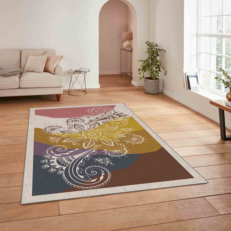 Luxurious Woven Carpet, 100% Polyester, 70.9 x 110.2 Inches | 740 g/m², Non-Slip Felt Dot Underside, 0.2 Inch Pile Height | Machine Washable, Easy Care, Perfect for Living Room & Bedroom Décor
