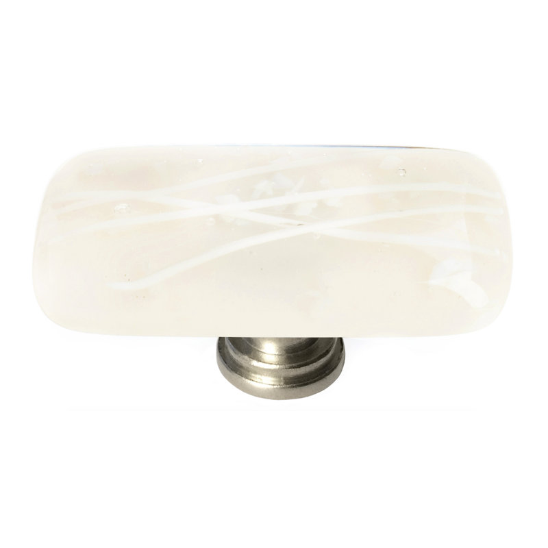 Cirrus Rectangular Knob, Vanilla/White Mardi Gras/Satin Nickel