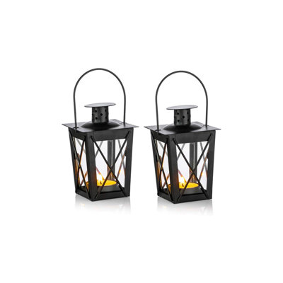 2Pcs Tealight Lanterns Hanging Candle Holder, Metal Mini Decorative Led Tea Light Candleholder Decoration for Birthday Parties Wedding Centerpiece Relaxing Spa Setting