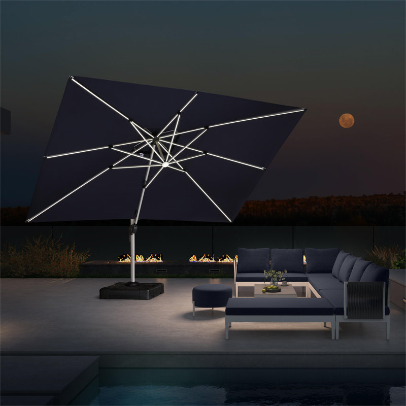 Samoti 3m X 9m Rectangle Cantilever Parasol, Navy Blue, 300cm W x 400cm D, With Base