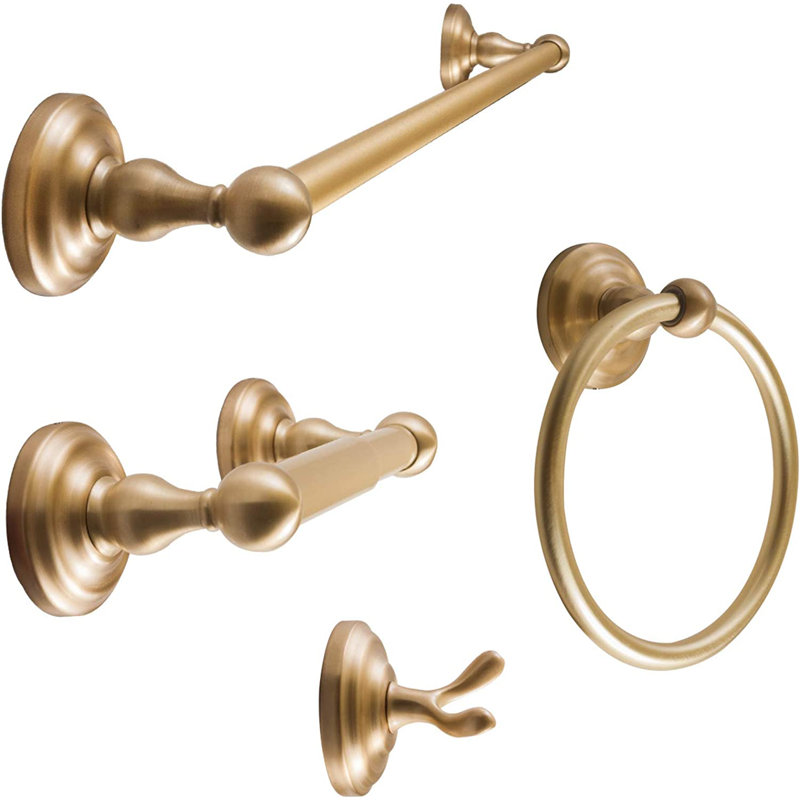 Robiki 4 - Piece Bathroom Hardware Set, Satin Brass