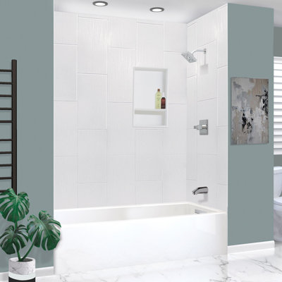 Transolid Unity AFR 60-in x 32-in x 17-in Alcove Acrylic Bathtub Kit, White