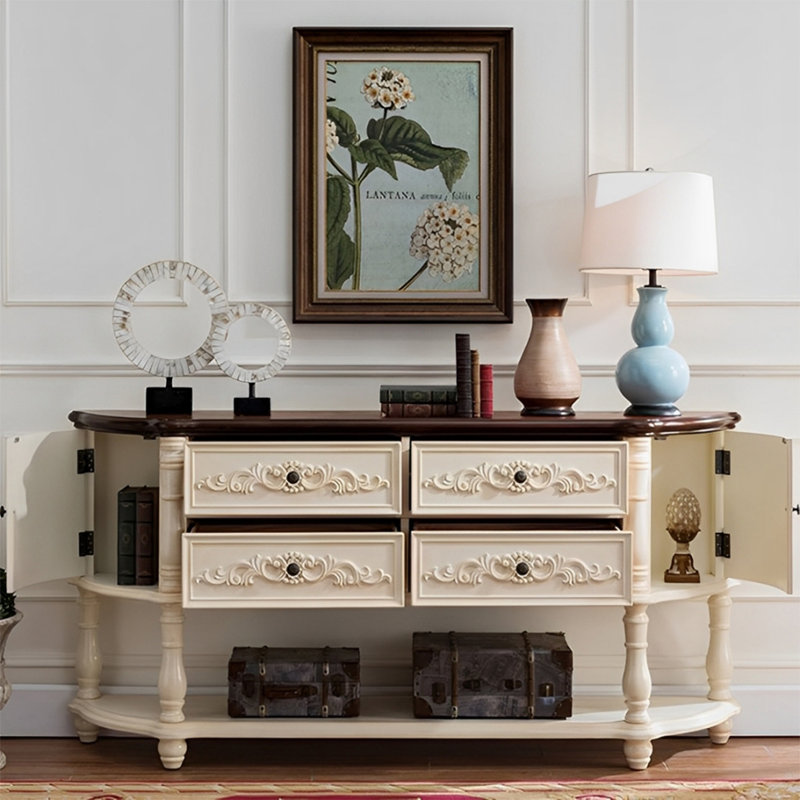 Console American Retro, H 34,25 po x l 70,87 po x P 15,75 po, Blanc