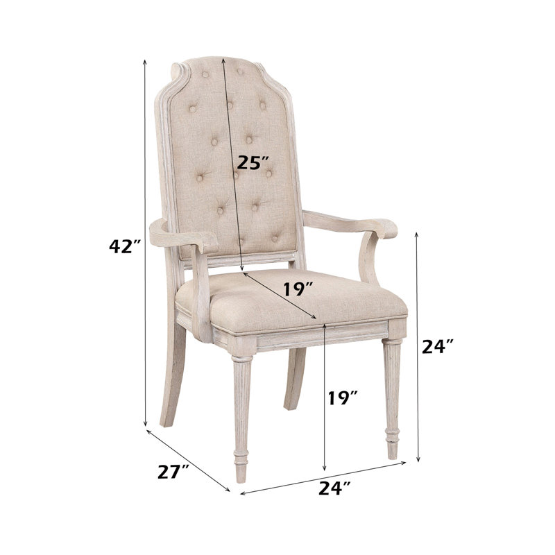 Chaise avec accoudoirs à finition blanc antique Wynsor (ensemble de 2)