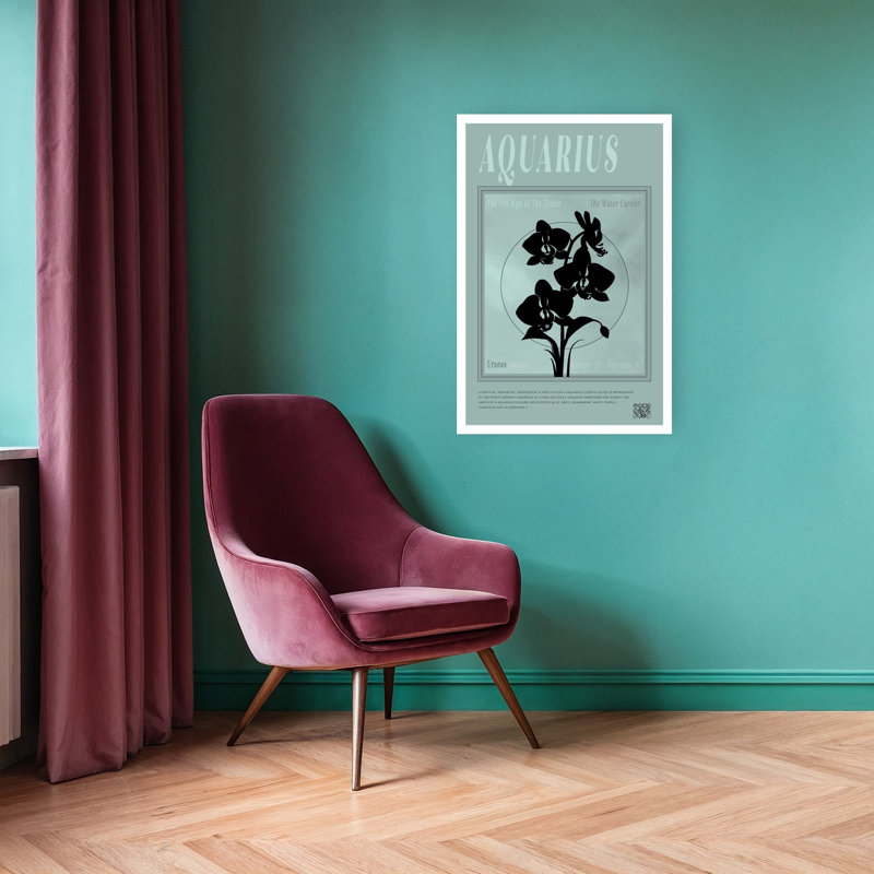 Aquarius Orchid Zodiac Abstract Contemporary Orchid Flower Landscape Wall Art Print 1 Piece Wrapped Canvas Wall Art