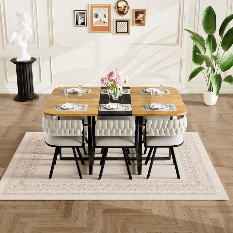 Ensemble de table de salle à manger 7PCS, Beige