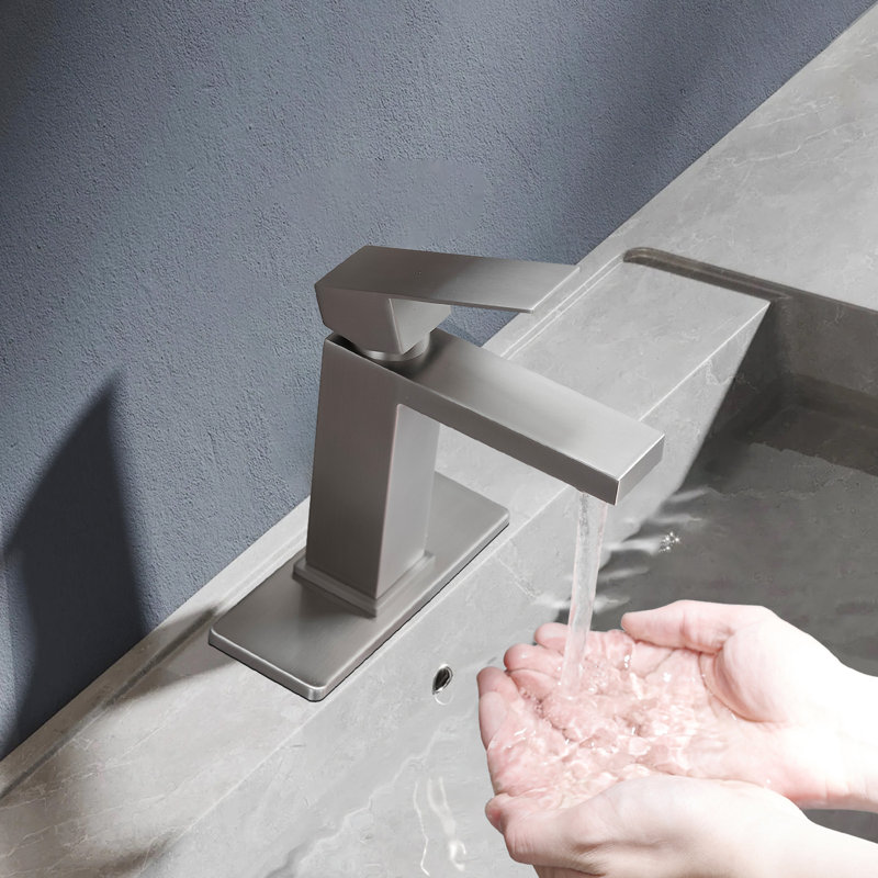 Robinet de salle de bain à poignée simple en acier inoxydable,  Nickel brossé