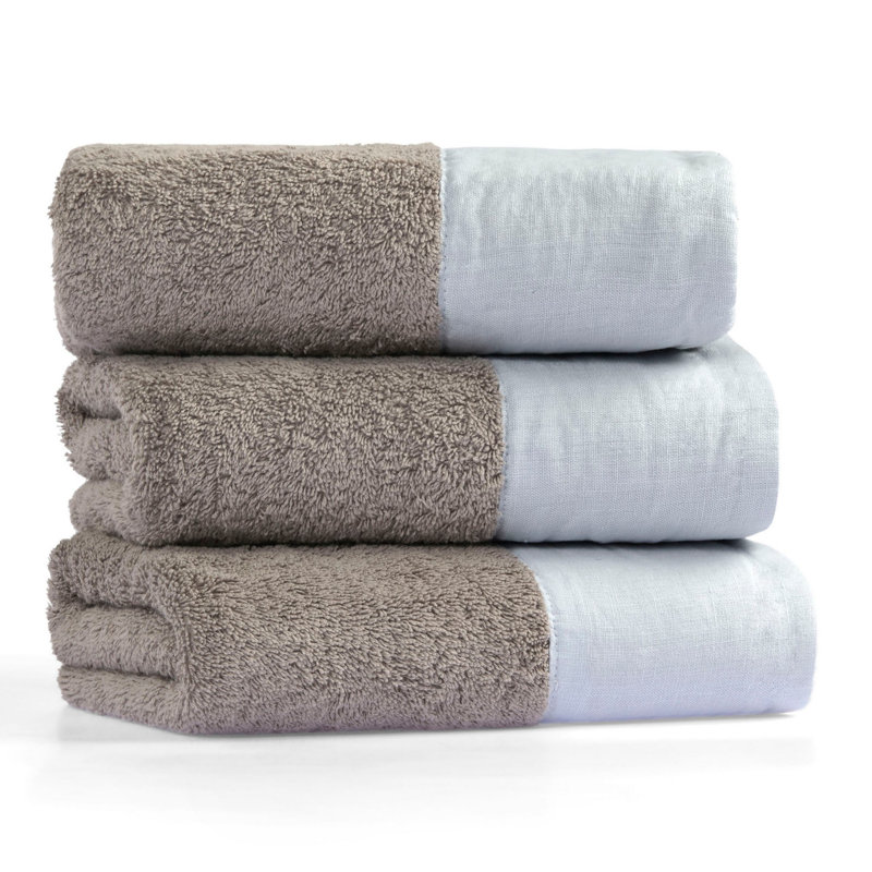 Serviette de bain 100% coton Dacus, Gris / bleu