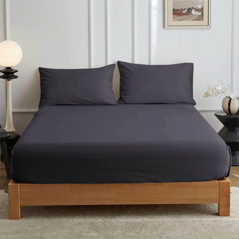 Leila Microfiber 25cm Deep Pocket Fitted Bed Sheet, Super King (6'), Charcoal
