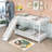 Twin Over Twin Metal Bunk Bed With Slide, Convertible Loft Design And Safety Guardrail-1649801302