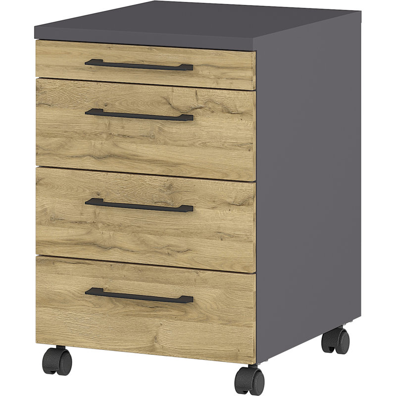 Chien 41.3 cm W 4 -Drawer Filing Cabinet, Graphite/Oak