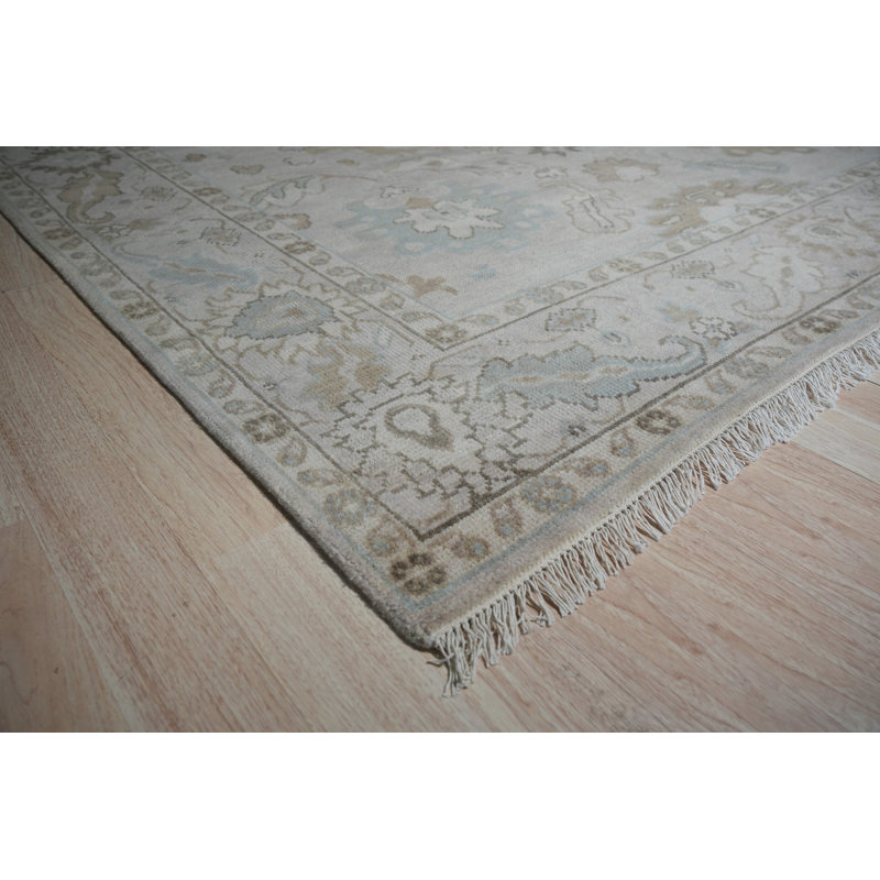 Tapis ivoire en laine noué à la main 8 x 10