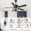 Ventilateur de plafond en cristal Glam noir de 52 pouces avec lumières et télécommande, ventilateur de plafond moderne et réversible à moteur à courant continu 6 vitesses Engebretson-435804539