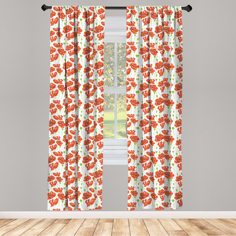 Anemone Flower Semi-Sheer Rod Pocket Sliding Panel, 28" x 84"