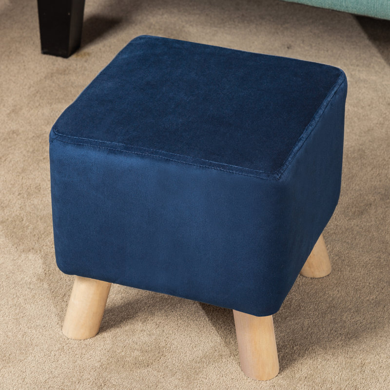 Vira Upholstered Ottoman, Blue Linen