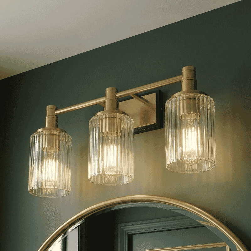 Bromford 3-Light Dimmable Vanity Light in Matte Black/Warm Brass, Matte Black/Warm Brass, 3 Lights, 10.5" H x 22" W x 22" D