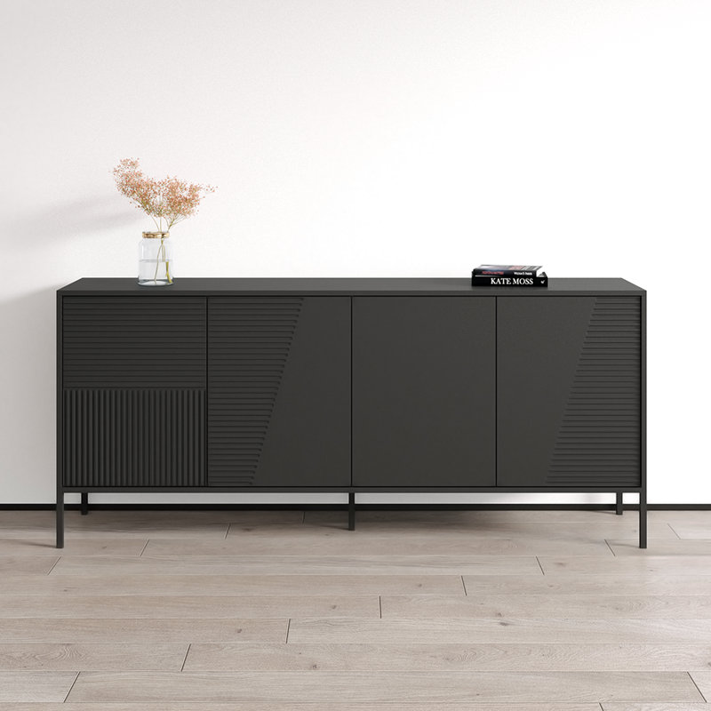 Bleron 74.8" Sideboard with Matte Finish, Black