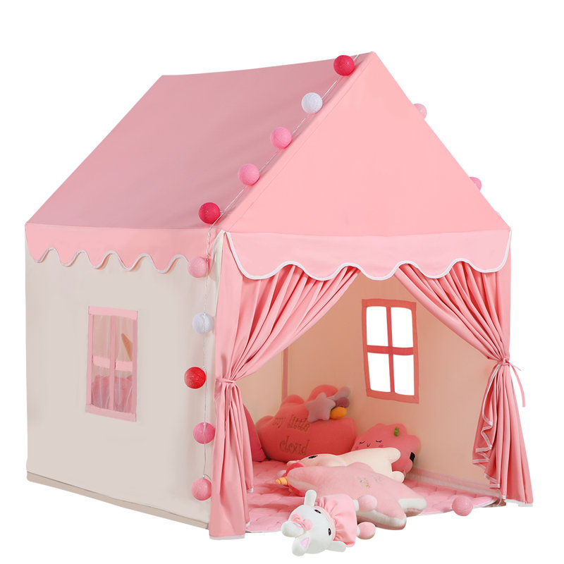 Princess Castle Pink Canvas Indoor Play Tent for Kids