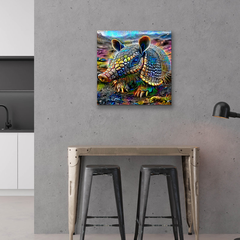  «Armadillo» par Pierre Gavidia, art mural en verre acrylique, 24 po x 24 po