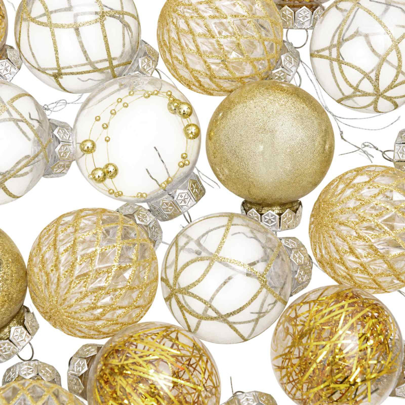 Christmas Ball Set Plastic Christmas Ball Ornaments, Gold