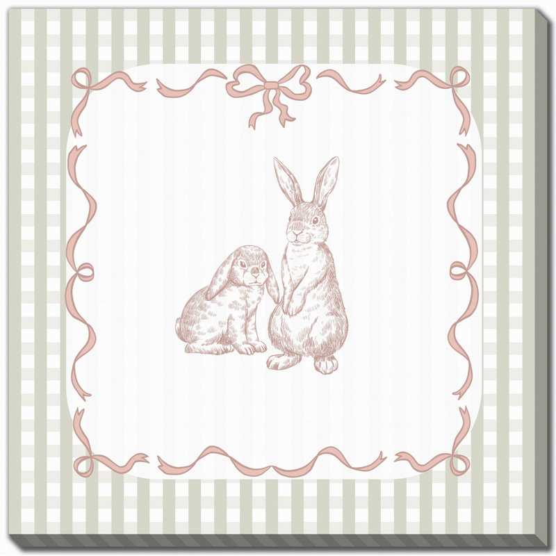 Bunny pair 3, art mural sur toile, H 38 po x l 38 po