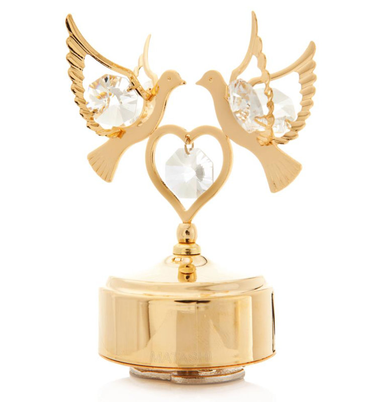 Figurine de boîte musicale colombes small love