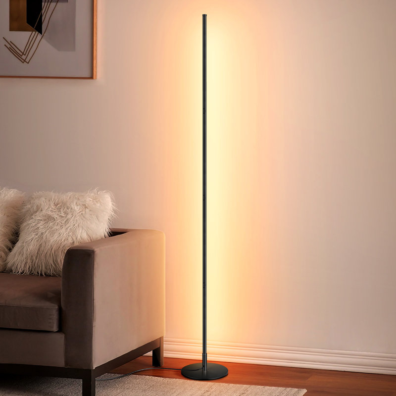 147cm Adjustable Height Dimmable LED Corner Floor Lamp, Gold