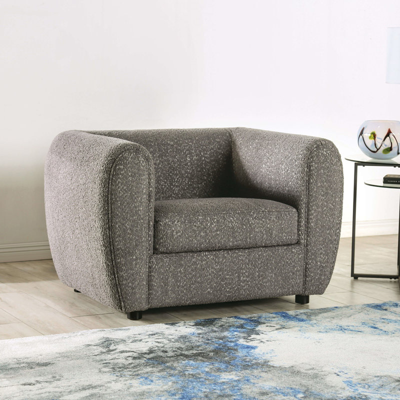 45.4" W Contemporary Chair, Charcoal Grey, Charcoal Grey