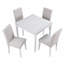 Ensemble de table de salle à manger 5 pièces avec garniture en cristal, 4 chaises rembourrées pour la salle à manger et la cuisine, finition blanche-131256791