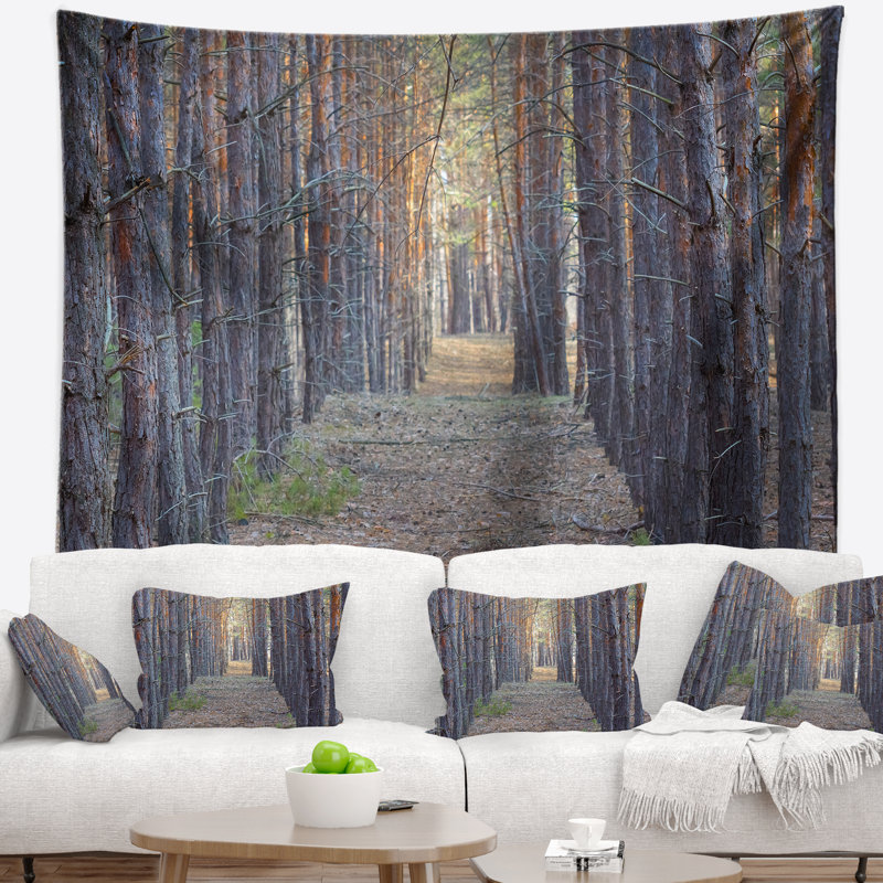 Tapisserie de forêt mince pin tree tree, H 50 po x l 60 po