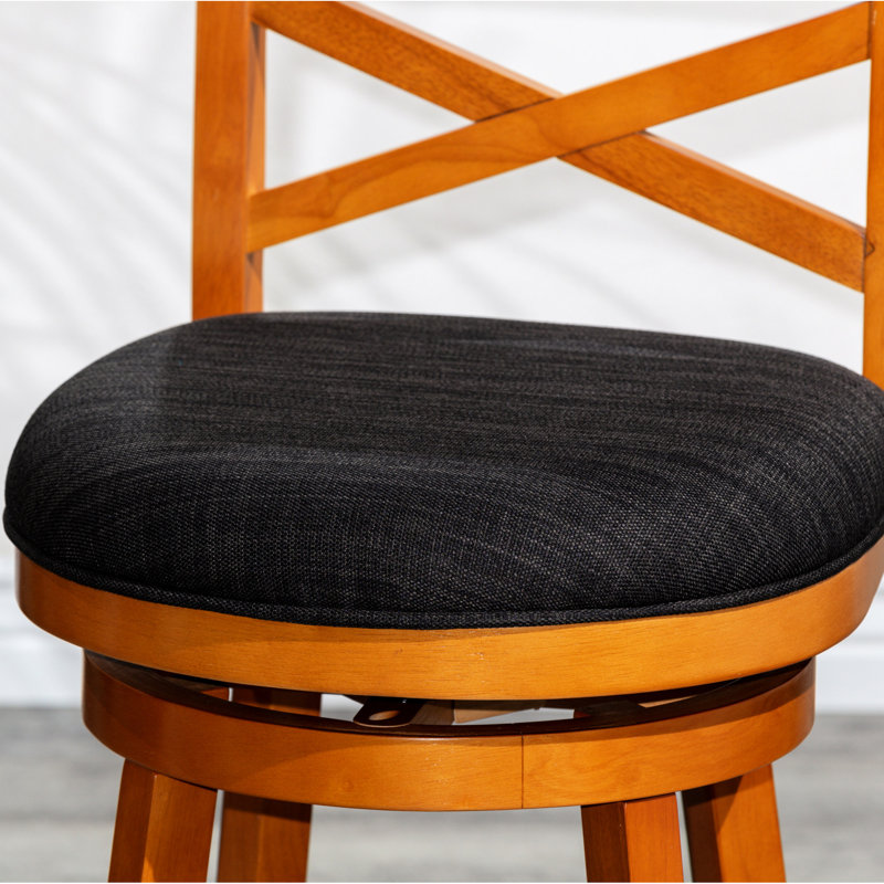 Tabouret de 24 po de hauteur comptoir, siège en tissu gris anthracite naturel et pivotant, Naturel, Gris anthracite