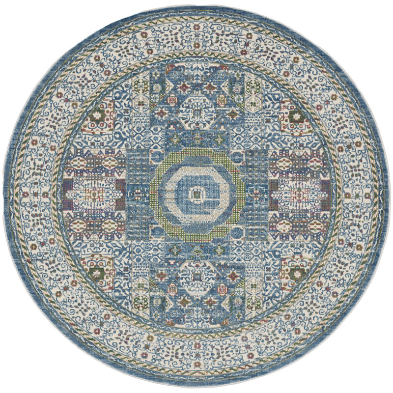 Tapis transitionnel ivoire Raymond Farmhouse, Rond 6 pi