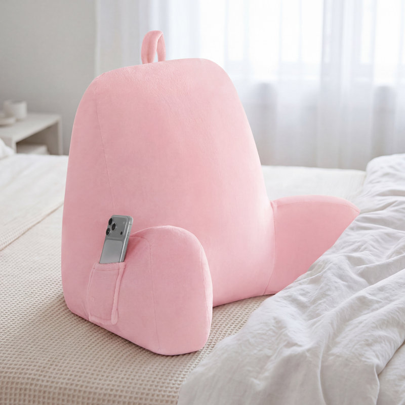 The Sheet Lab Plush Backrest Pillows, Pink, 29" x 24.5" x 10.5"