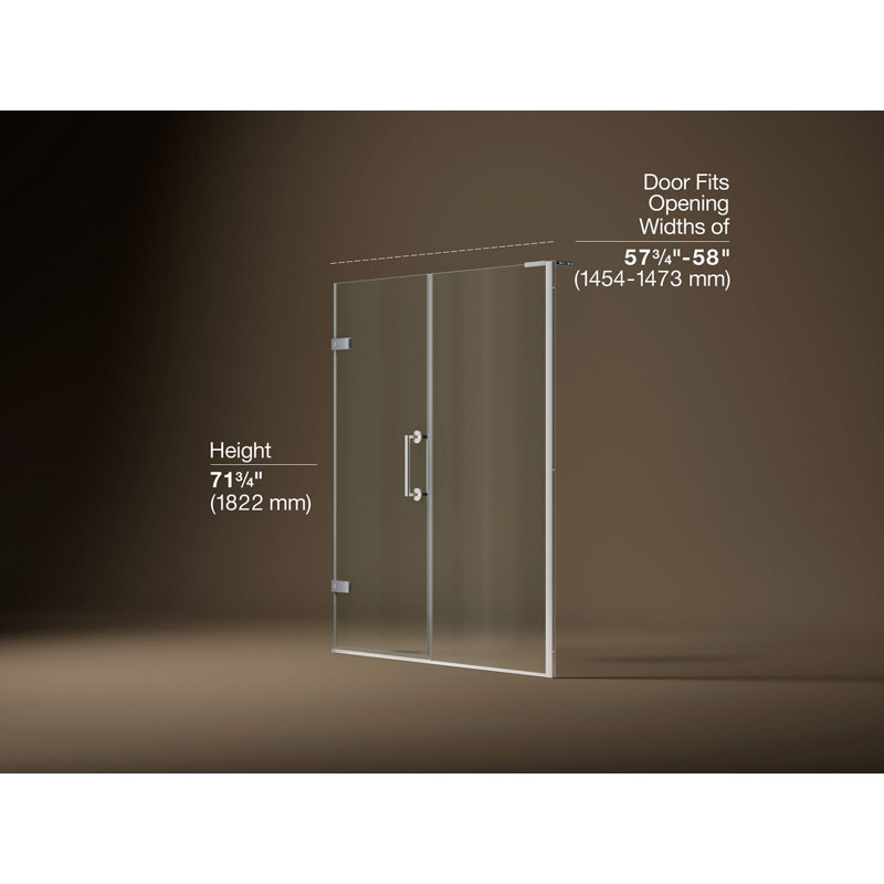 Components 57-1/4-In58-In W X 71-1/2-In H Frameless Pivot Shower Door With 3/8-In Crystal Clear Glass And Back-To-Back Vertical Door Pulls