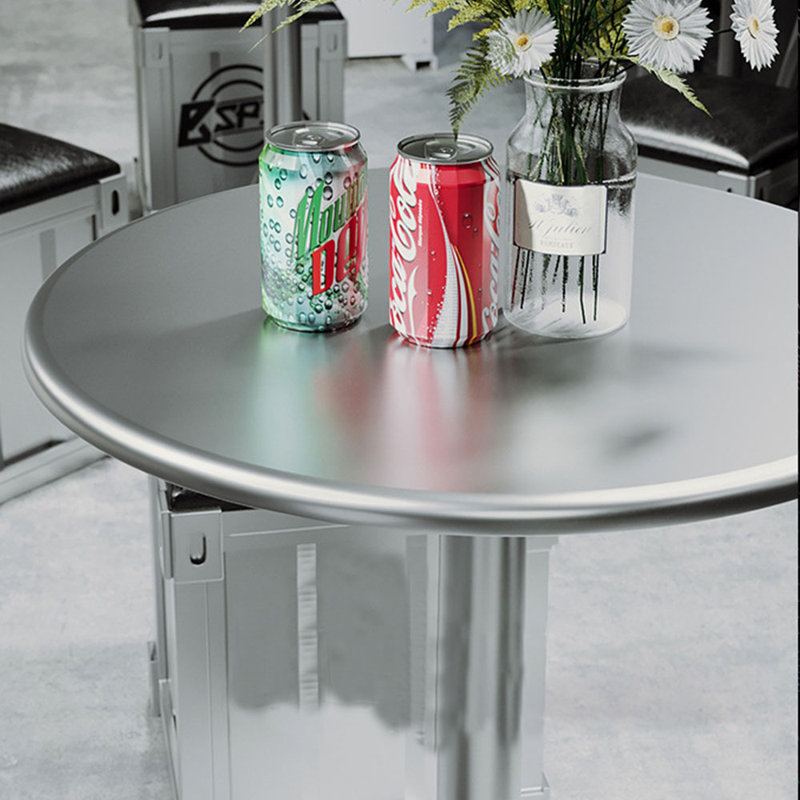 Ensemble de salle à manger Loresz, Argent, 6 pièces: 2 tables, 4 chaises, H 29,53 po x l 19,69 po x P 19,69 po