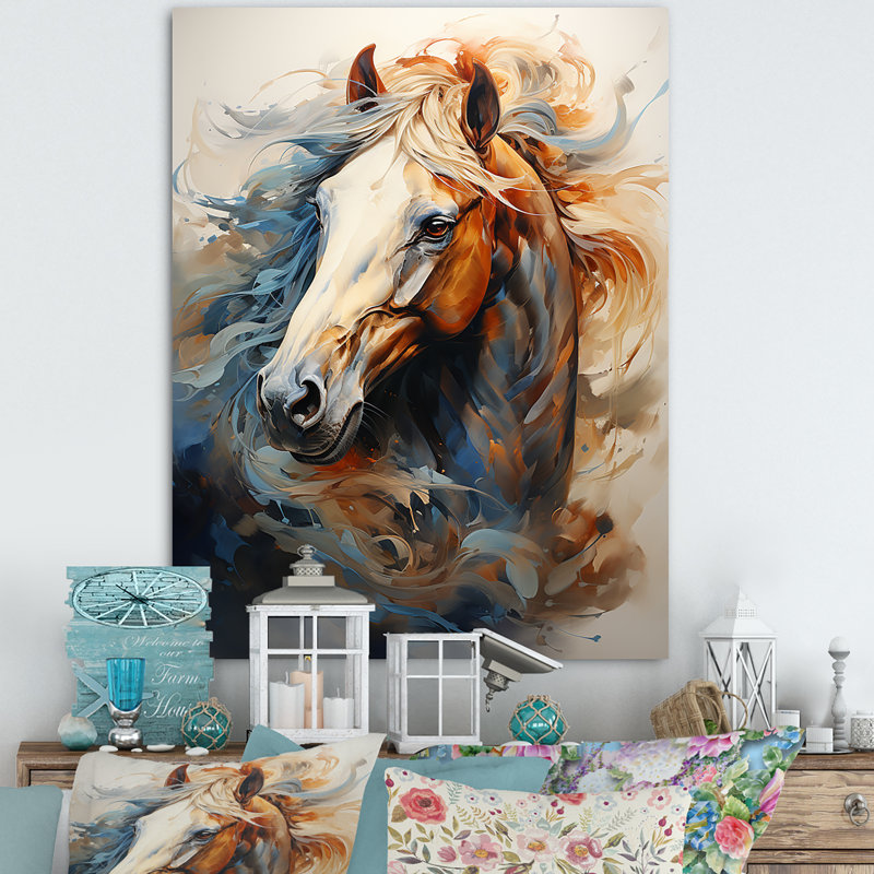«Horse Grace Portrait I» - art mural cheval, H 44 po x l 34 po, Toile tendue, Sans cadre