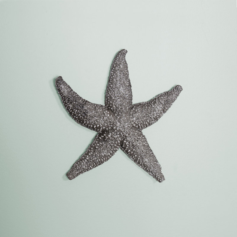 Décoration murale étoile de mer inversée étain, H 12 po x l 11 po x P 2 po