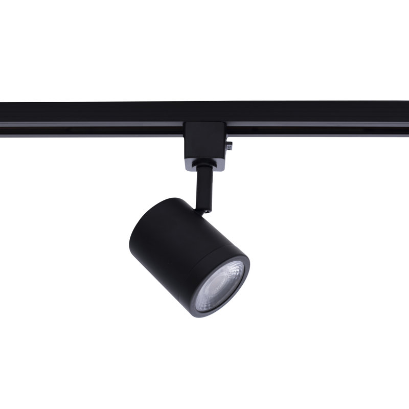 Black Adjustable LED Track Head with Clear Glass Shade
