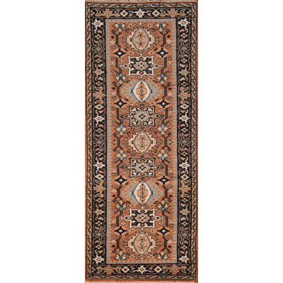 Tapis de couloir indien orange 3x8
