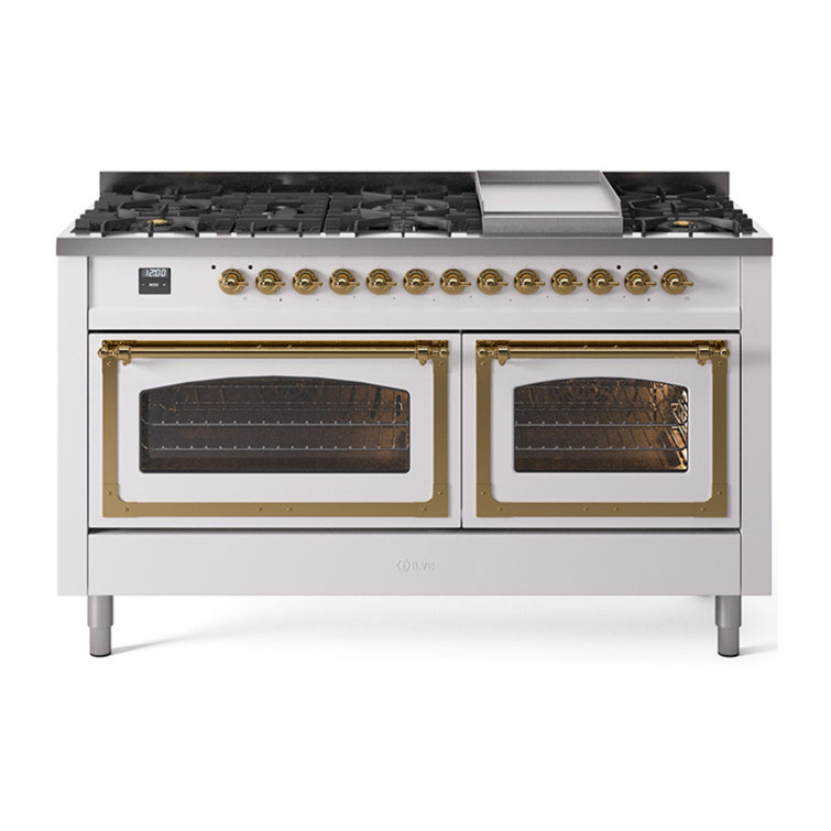 ILVE Nostalgie II Noblesse 60 in Dual Fuel Range, 9 Burner, Griddle