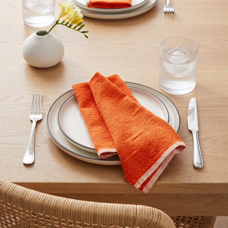 Soren Steel 20" Linen Napkin, Orange