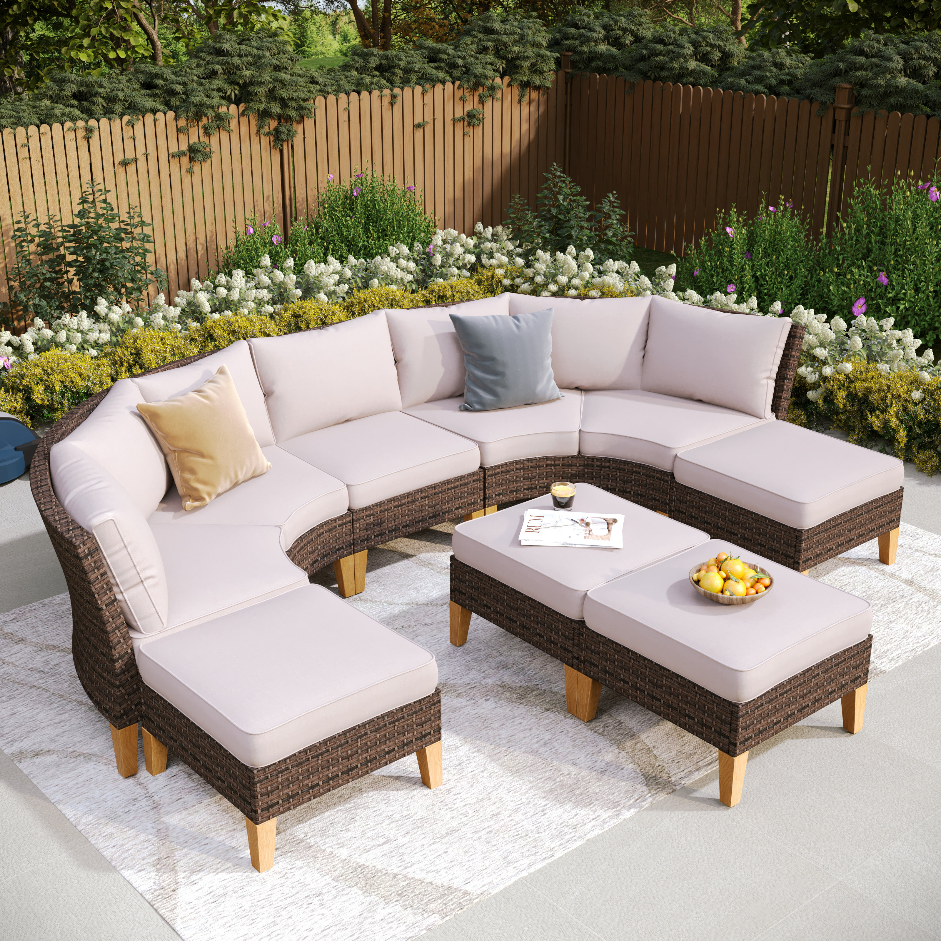 Beige wicker outdoor discount furniture