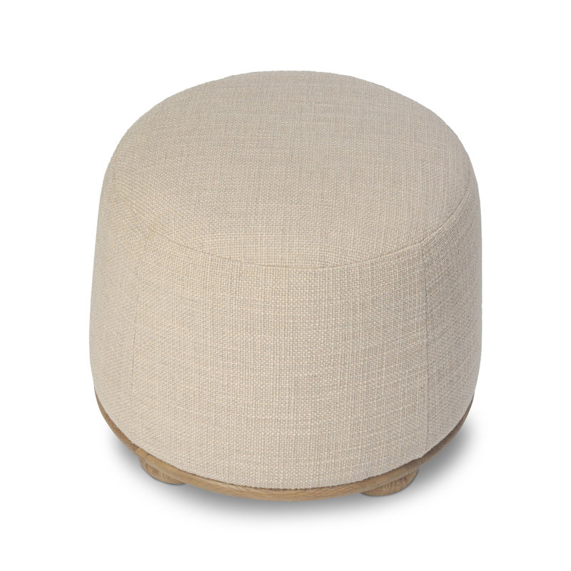BILBURY Round Ottoman, Sand Textured Performance Basketweave